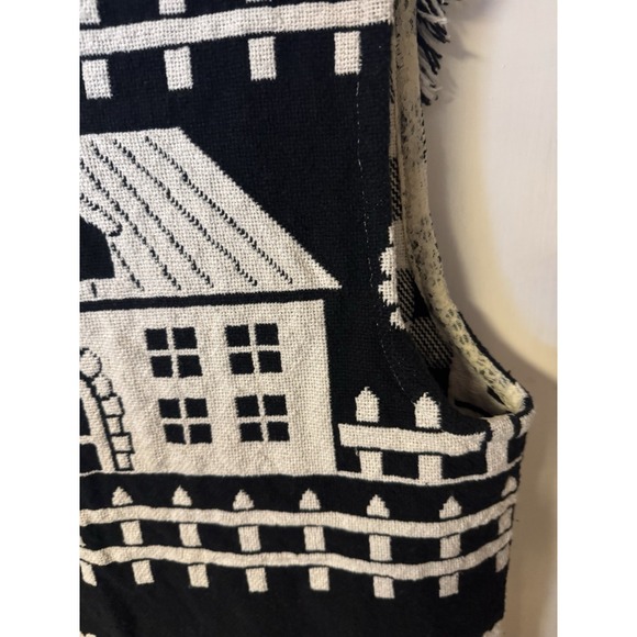 Y2K Folk Farmhouse Woven Checks Sheep Hearts Fringe Open Front Boho Cottagecore - Picture 13 of 15